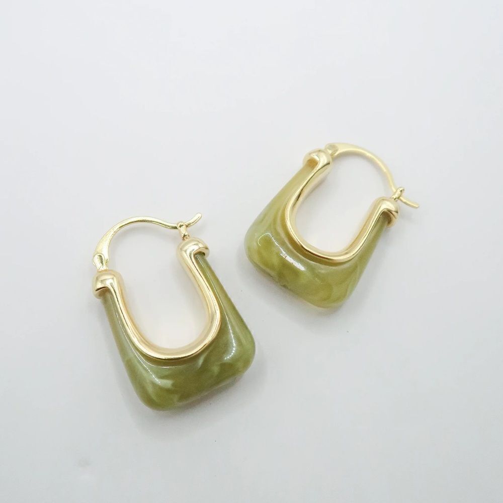 Green crystal  hoop earrings #363